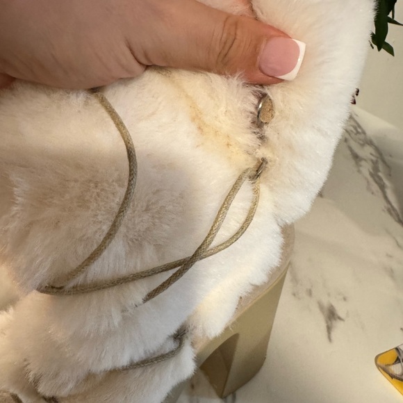 Women's Cream Faux Fur Platform Booties - Picture 5 of 9